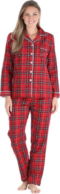 PajamaMania Women's Cotton Flannel Long Sleeve Pajamas Set