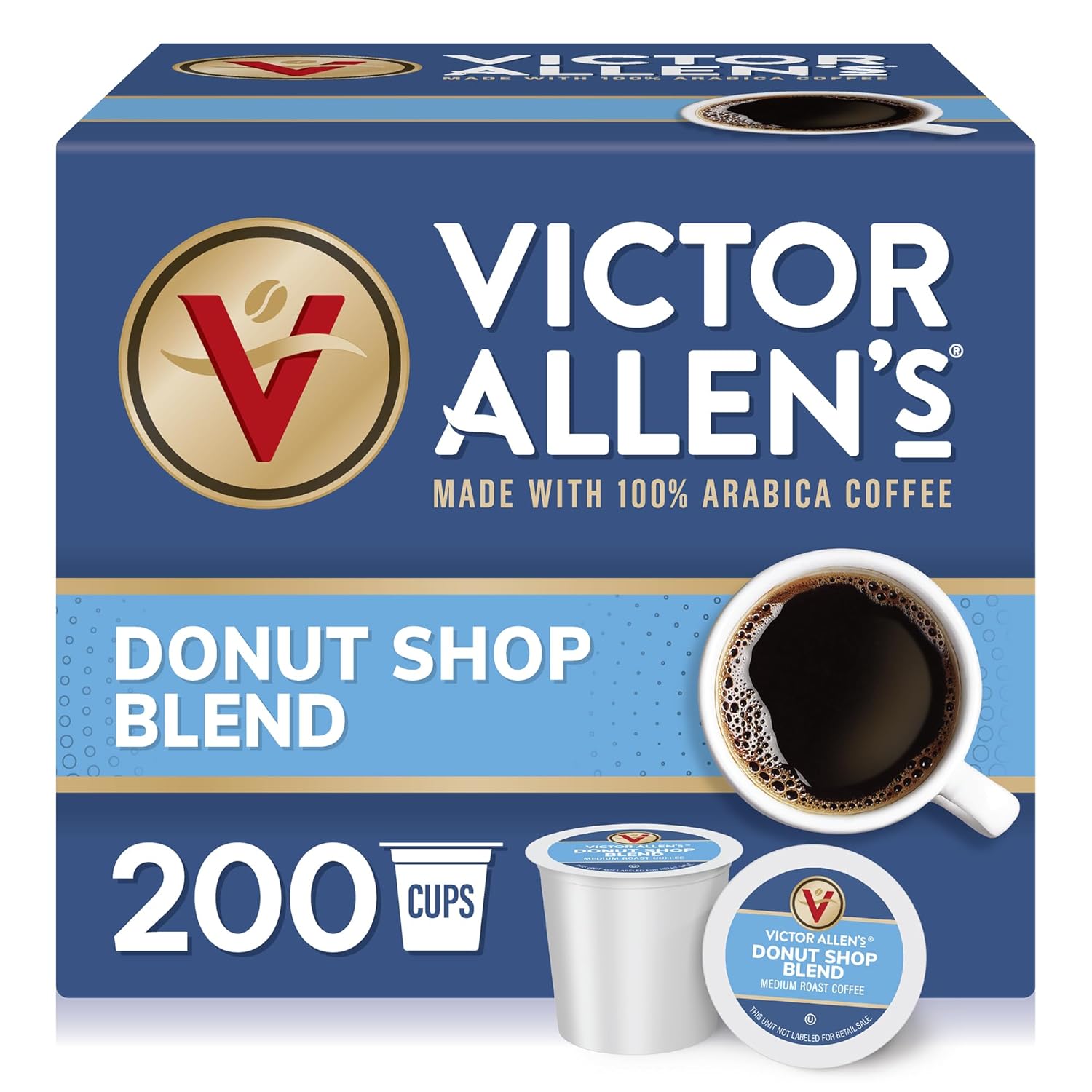 Victor Allen's Donut Shop Blend Medium Roast Coffee Pods 200 Count
