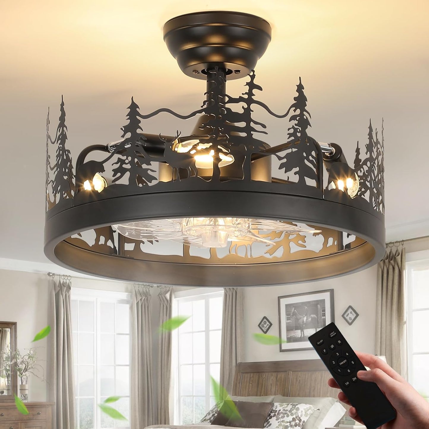 Farmhouse Rustic Ceiling Fan with Light and Remote Control Design