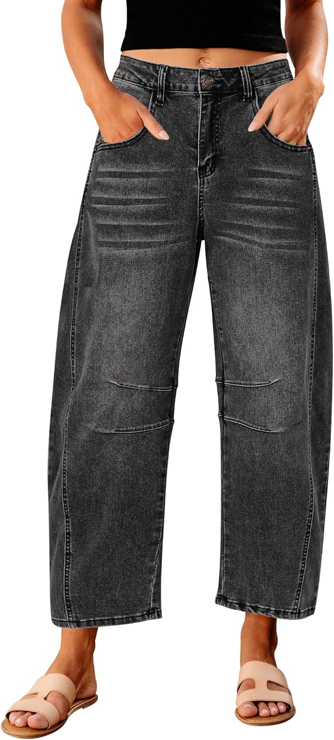 Trendy High Waisted Wide Leg Barrel Jeans for Women