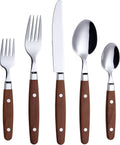 Colorful Wood Handle Flatware Set 20-Piece - Retro Rivet Style