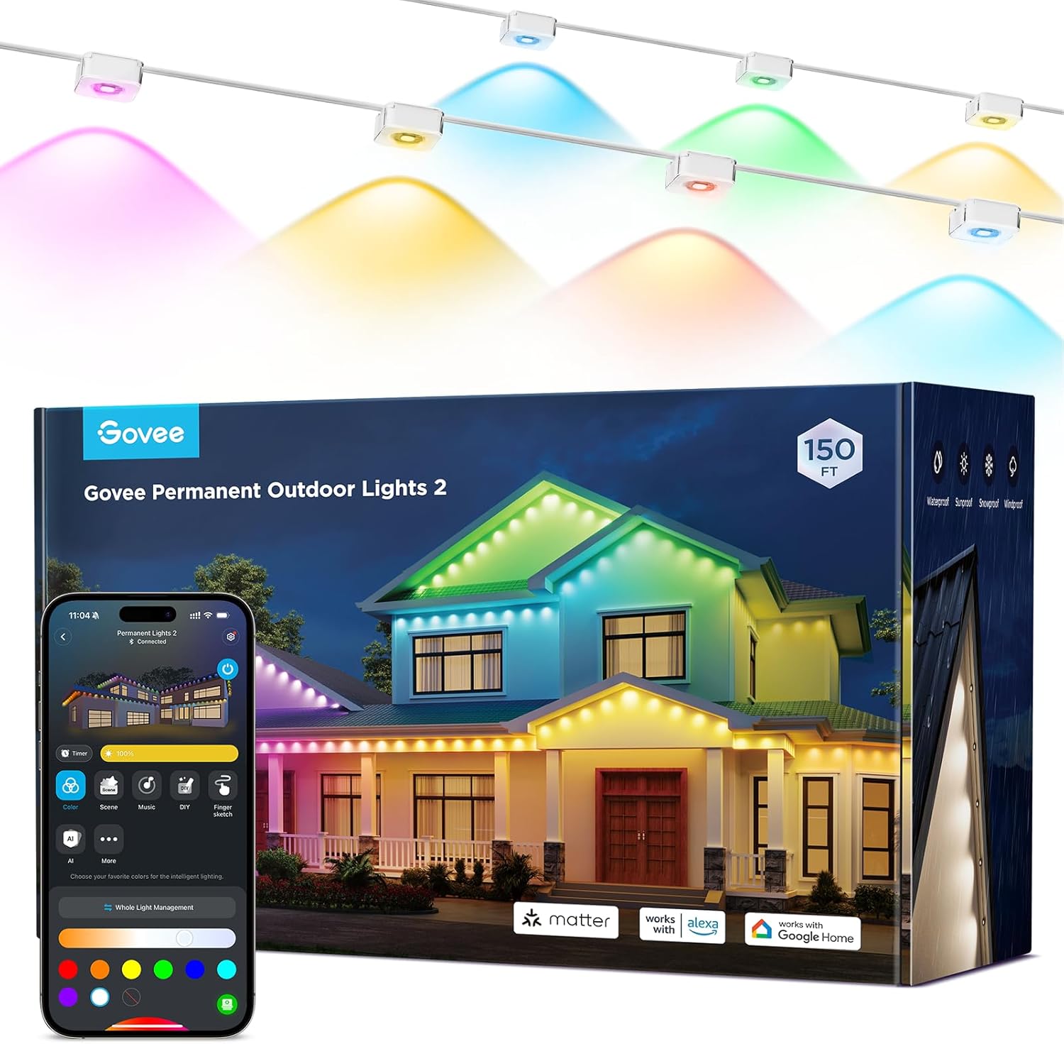 Govee Permanent Outdoor Lights 2: 150ft RGBIC LED Lighting