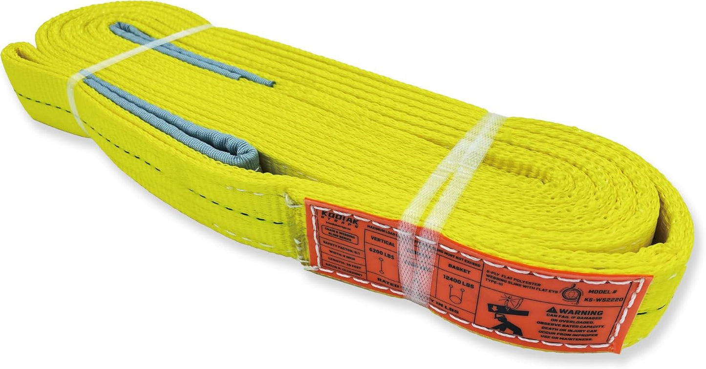 2-Ply Lifting Straps for Heavy Duty Rigging and Towing Gear