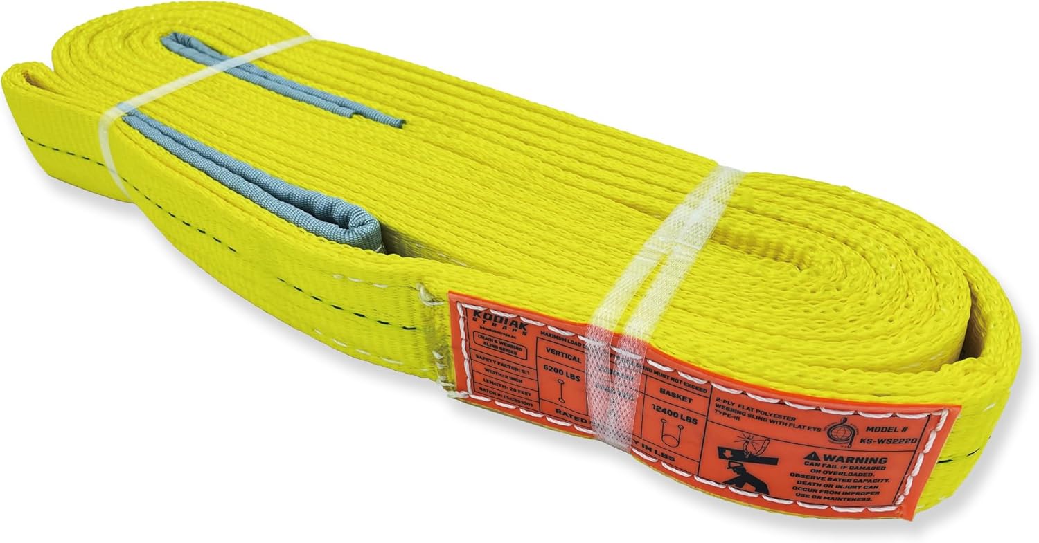2-Ply Lifting Straps for Heavy Duty Rigging and Towing Gear
