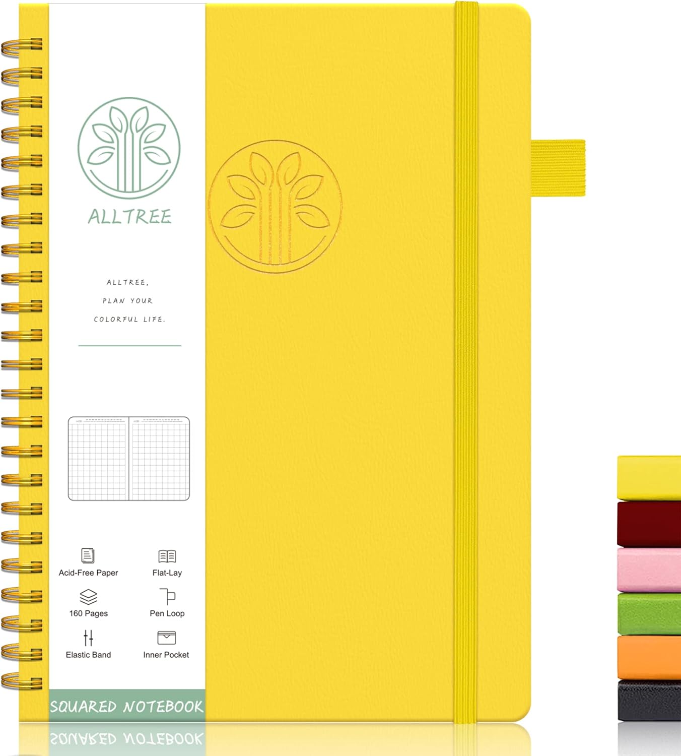 Alltree Spiral Graph Notebook - 160 Pages, Grid Journal for Women