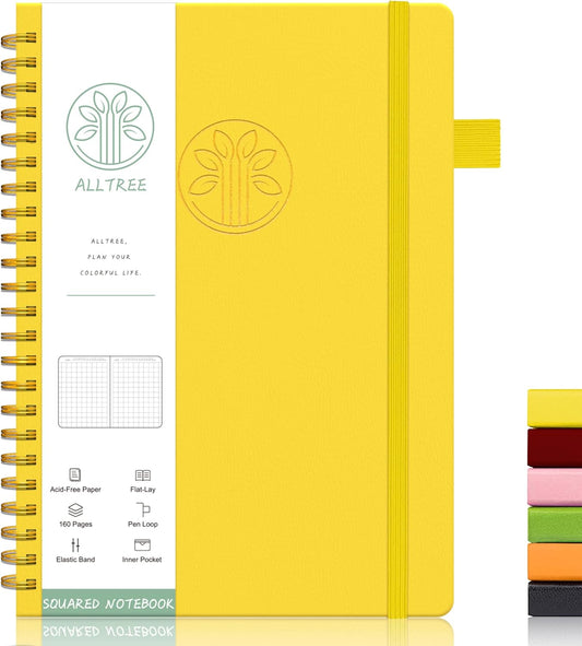 Alltree Spiral Graph Notebook - 160 Pages, Grid Journal for Women