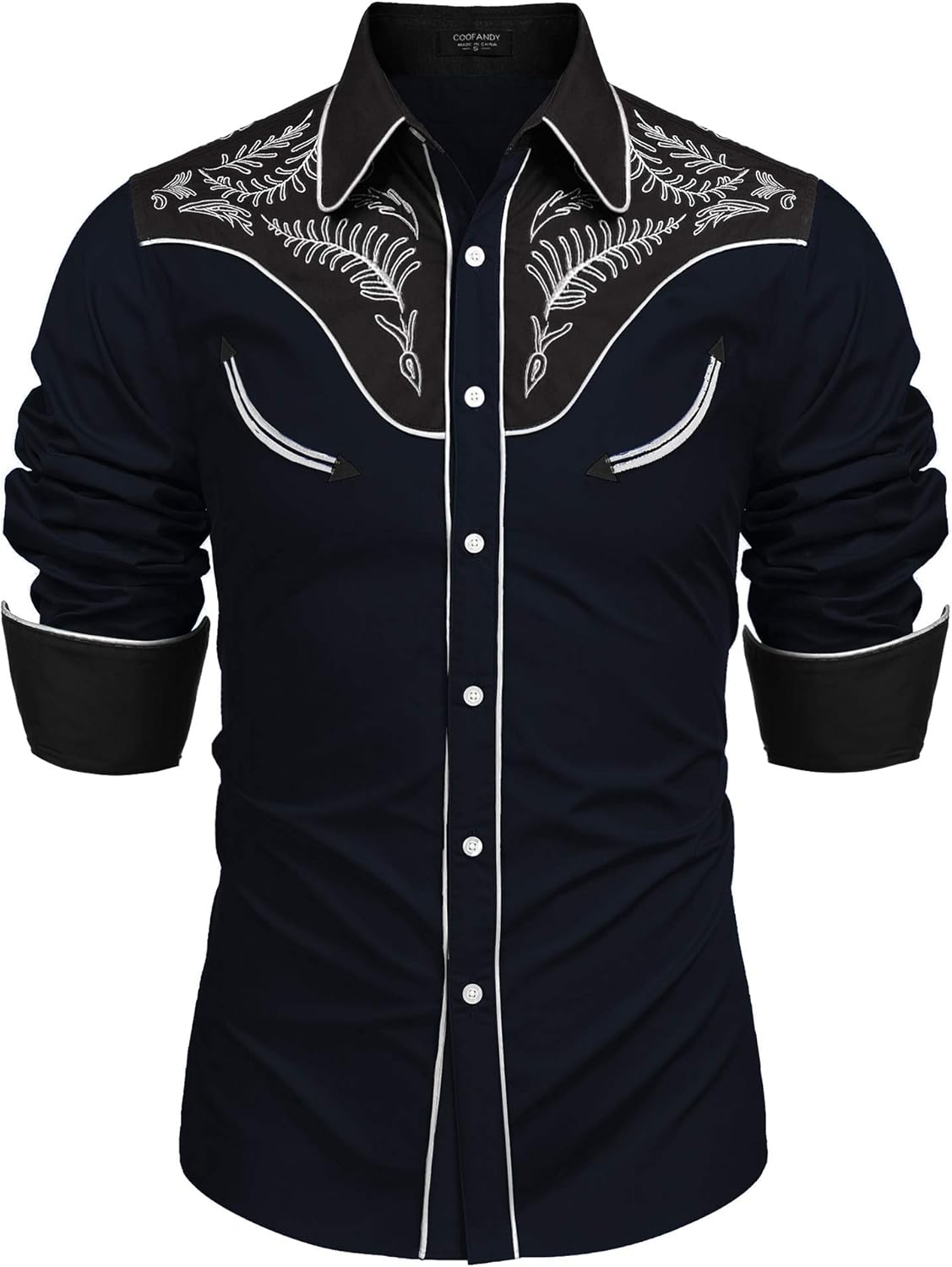 COOFANDY Men's Western Cowboy Shirt for Stylish Casual Wear