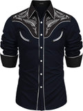 COOFANDY Men's Western Cowboy Embroidered Button Down (Style 1DHV)