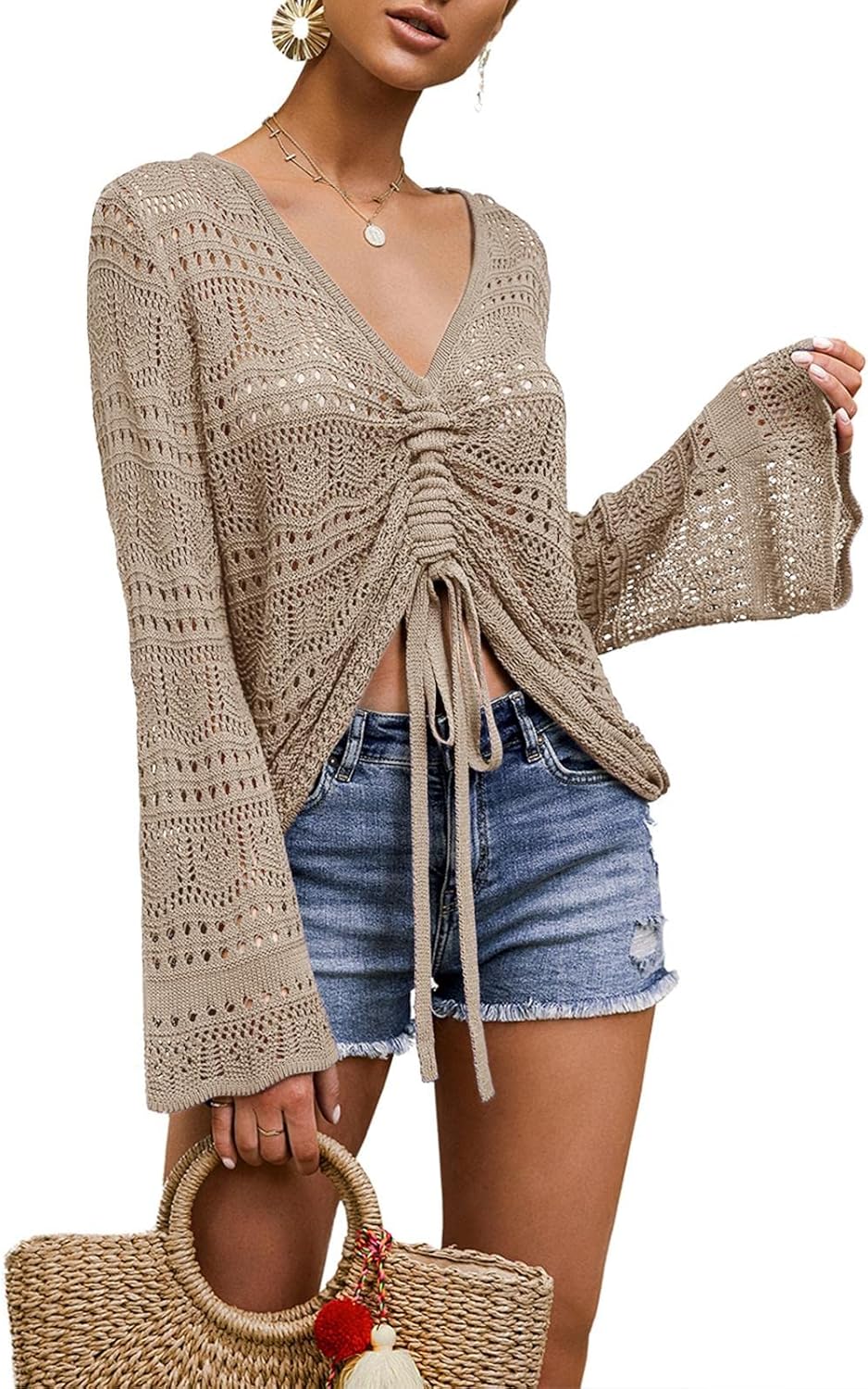 Stylish Crochet Top Beach Cover Up for Women by FERBIA