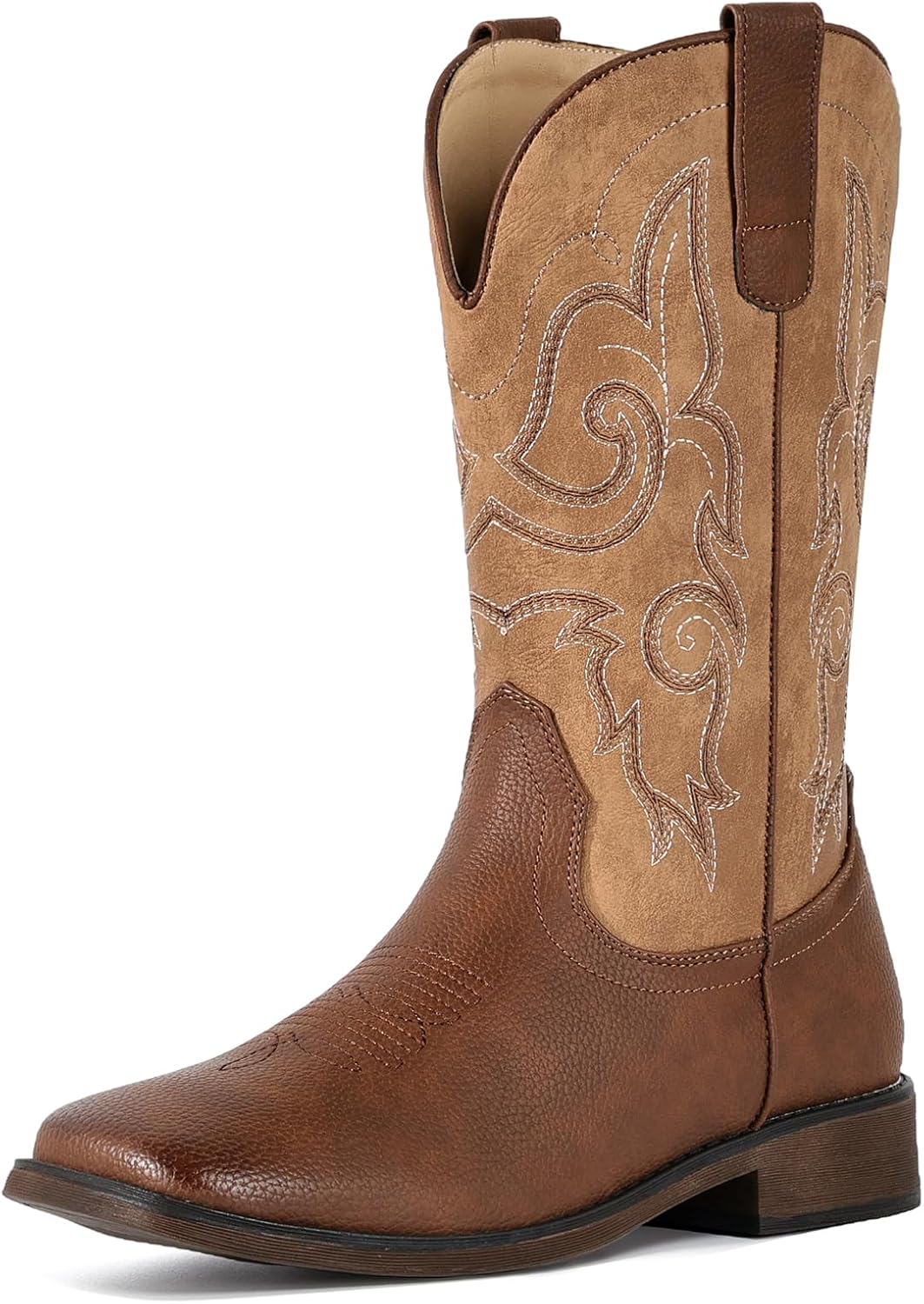 IUV Cowboy Boots for Women with Square Toe and Embroidery