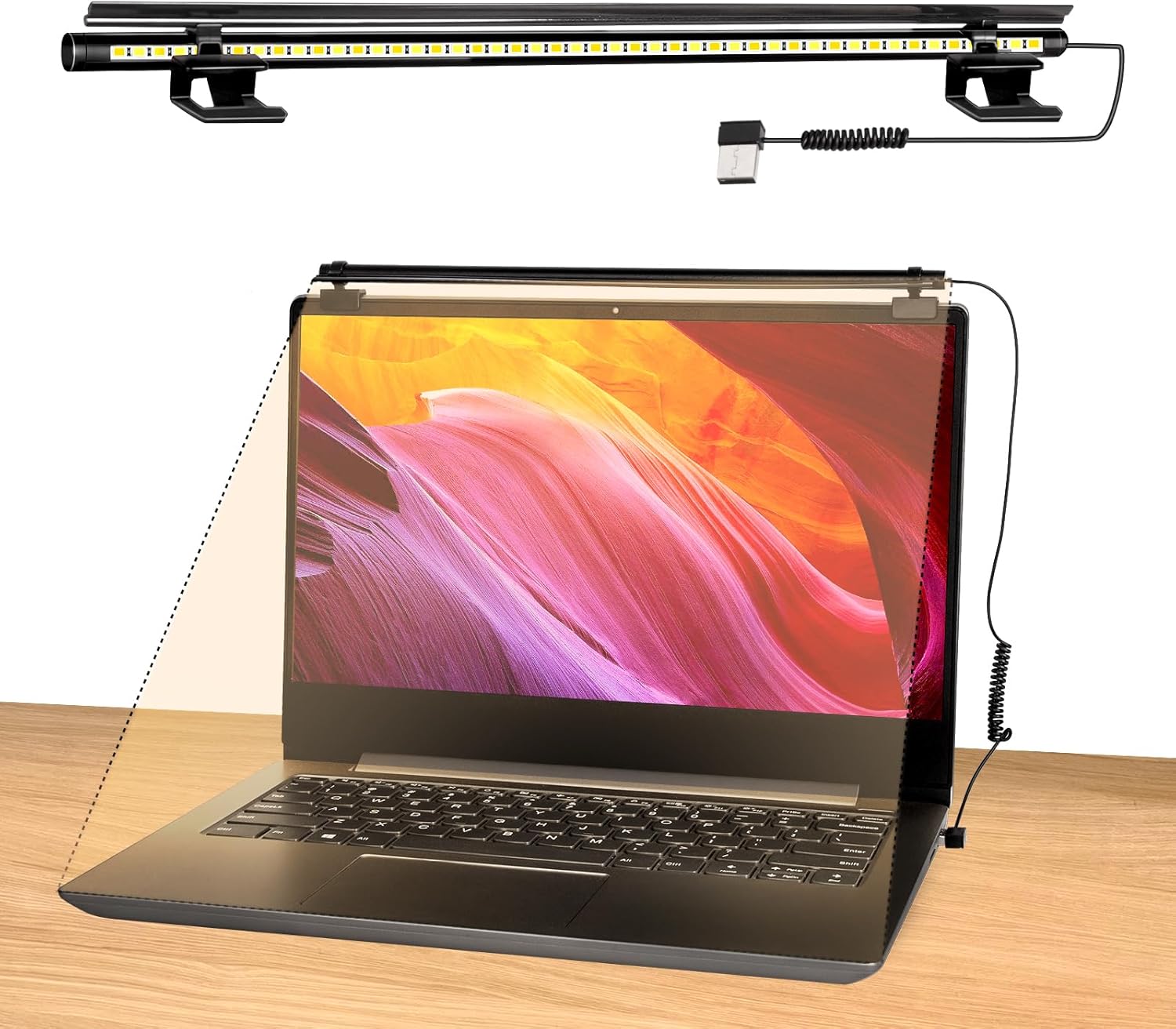 Eye-Caring Laptop Light Bar - USB Powered Dimmable Touch Control