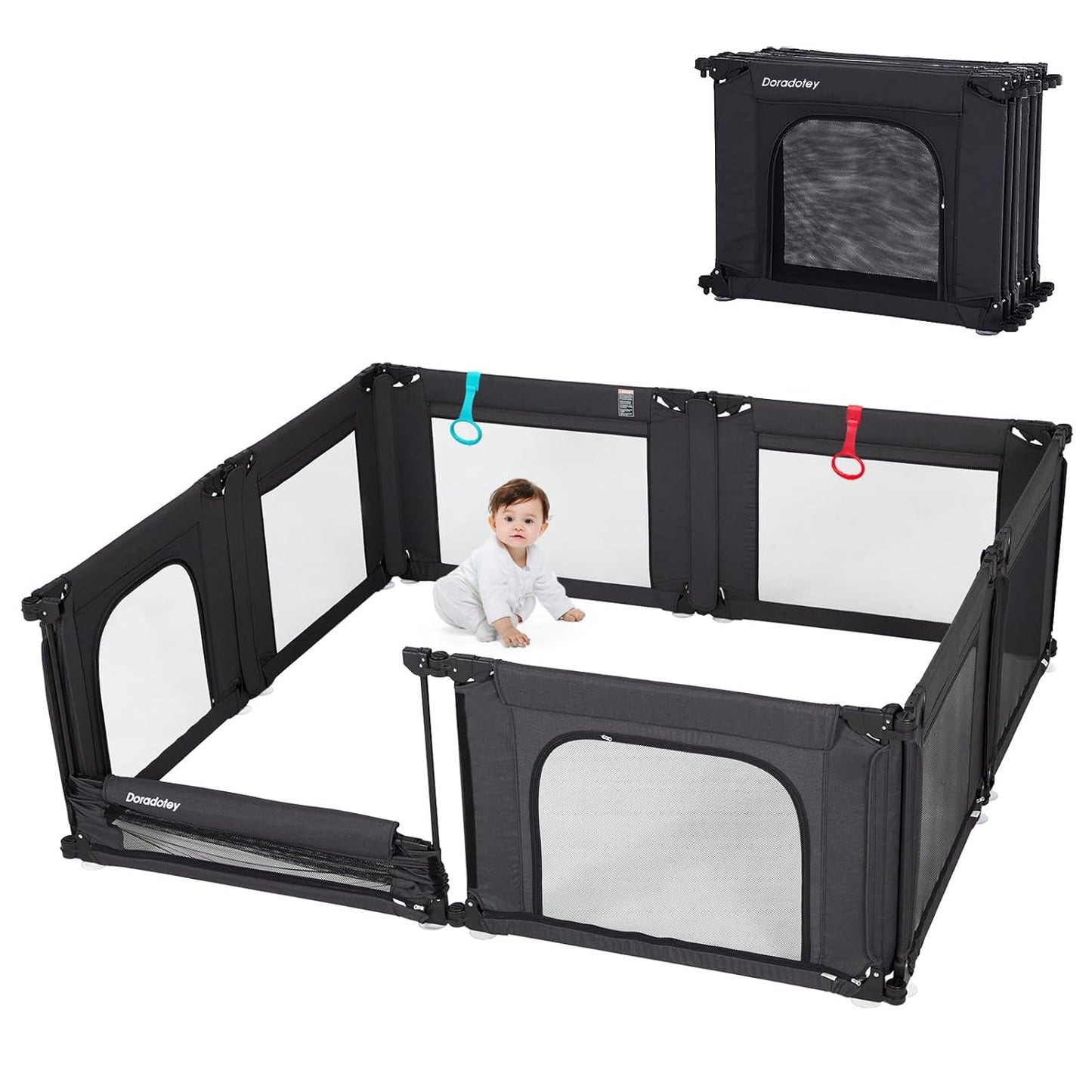 Doradotey Baby Playpen Adjustable Size Safe Play Area for Kids