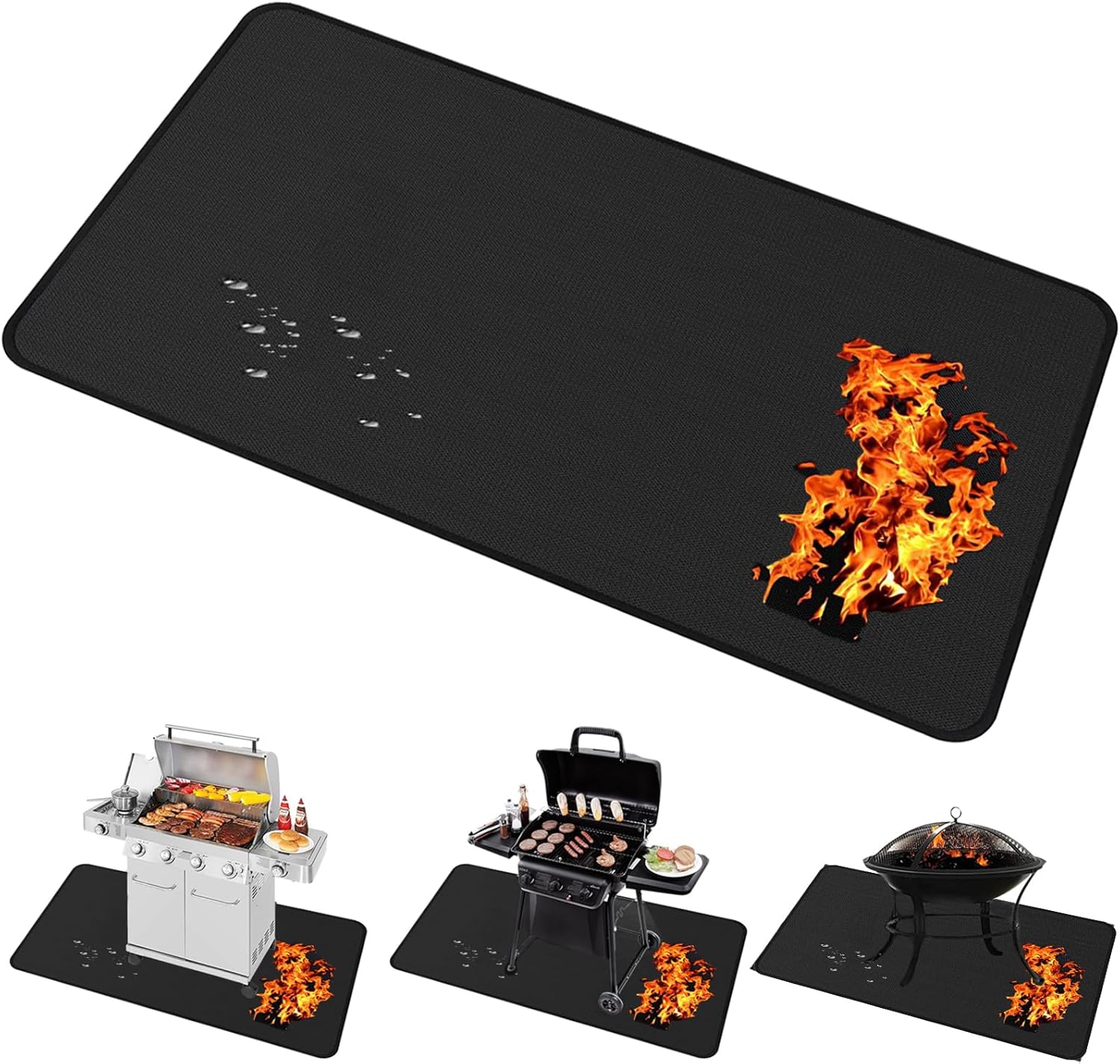 Large 65x40 Inch Under Grill Mats for Outdoor Grill Protection