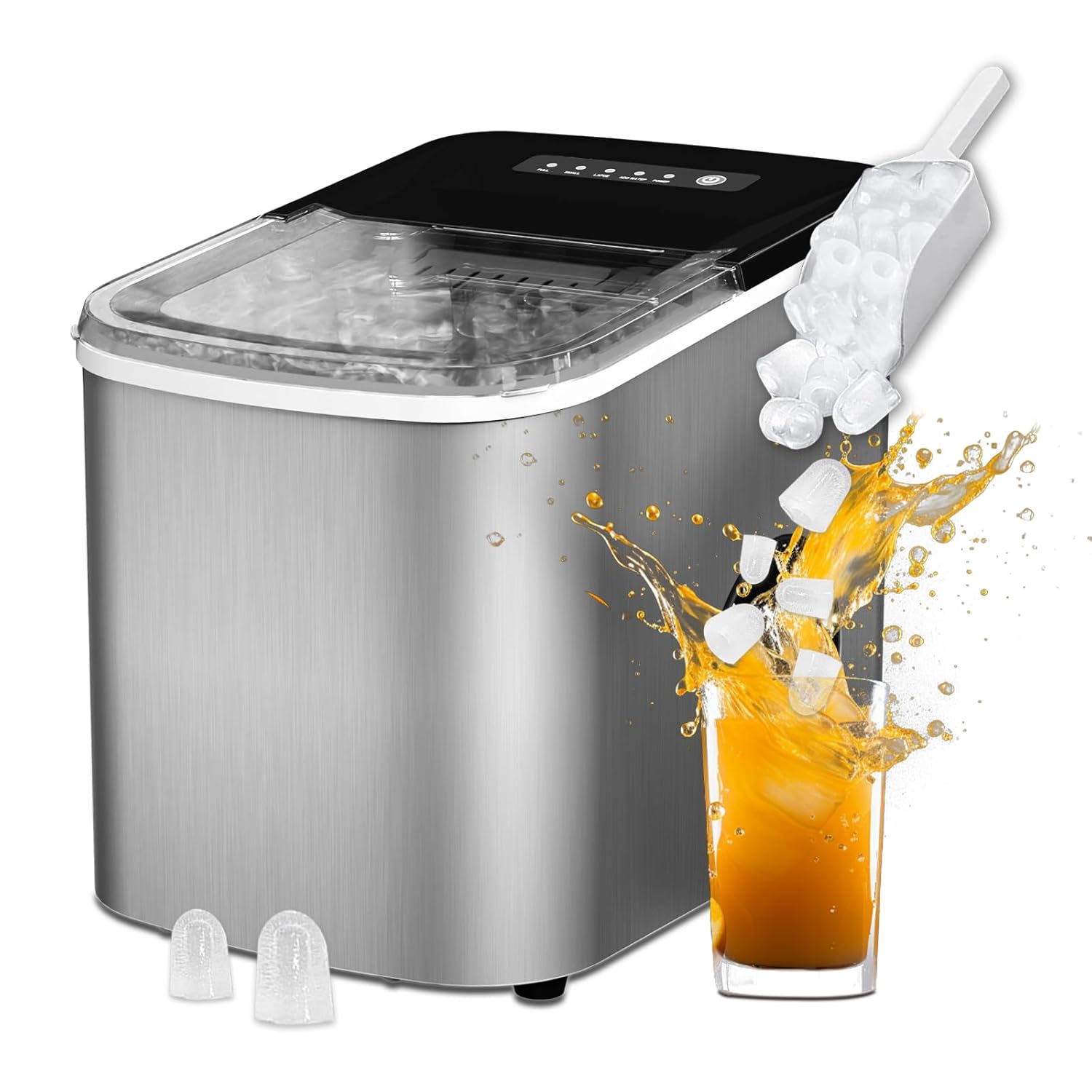 Fast 38lbs Ice Maker: Self-Cleaning, Quiet Operation, 2 Sizes, Perfect for Kitchen & Parties