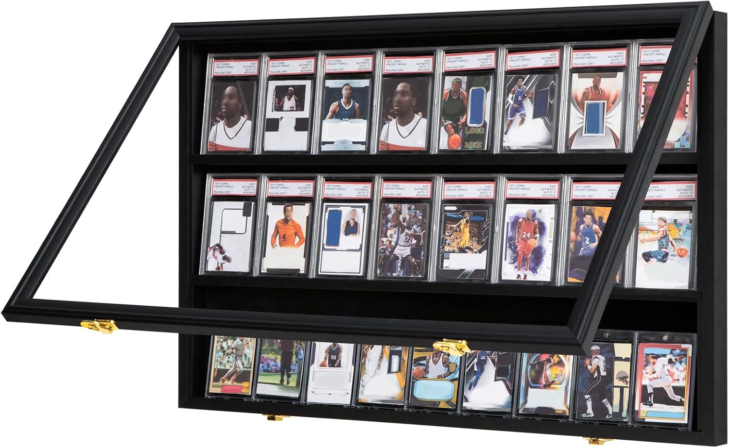 Baseball Card Display Case for 24 Graded Sports Cards Black