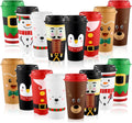 16 Pcs Christmas Reusable Coffee Cups 16 oz Tumbler Set - Festive