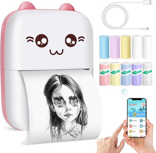 Portable Mini Pocket Printer with 10 Paper Rolls - Bakoor