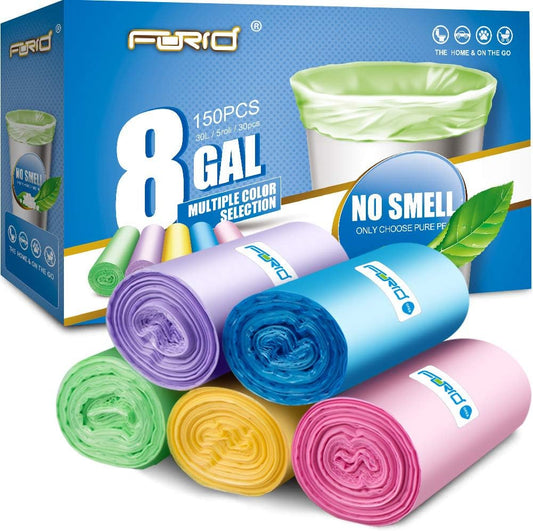 FORID 8 Gallon Colored Trash Bags - Strong & Unscented Waste Liners