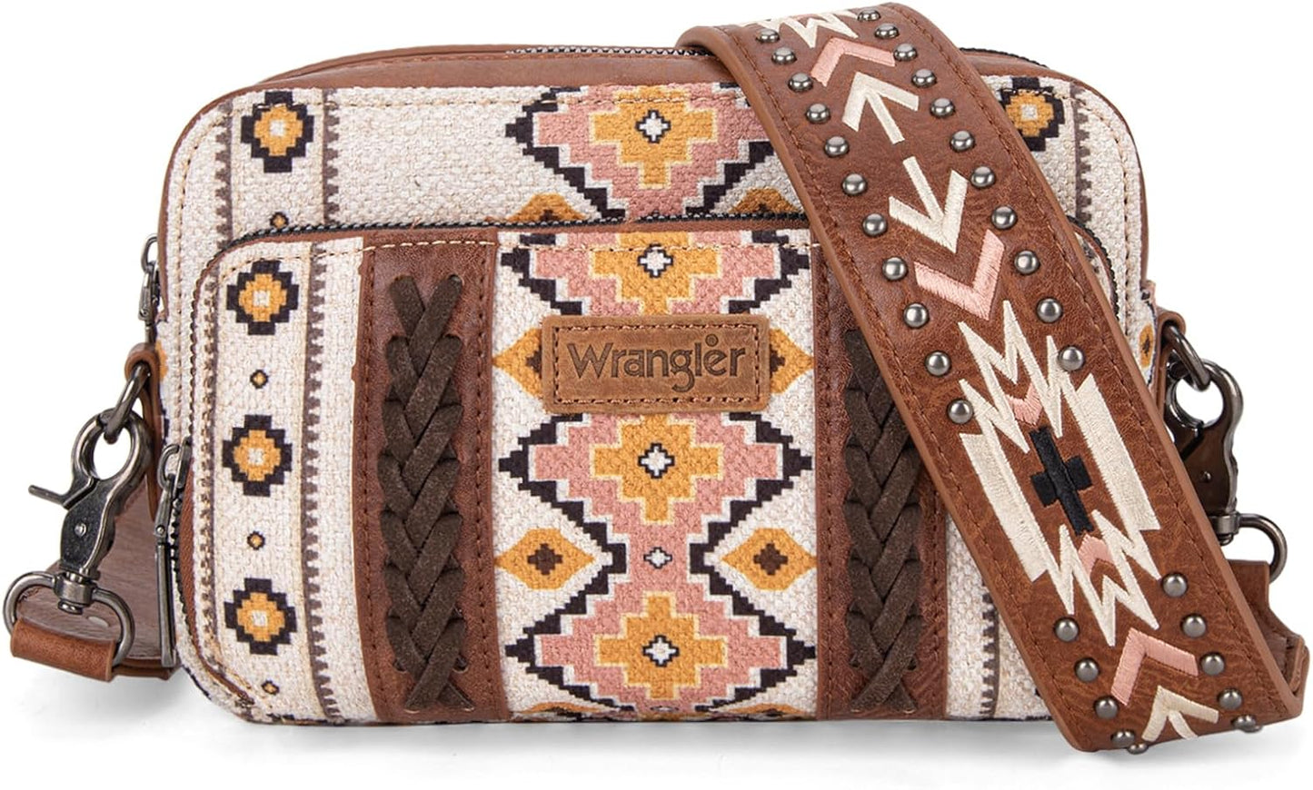 Wrangler Crossbody Bag for Women with Boho Aztec Design