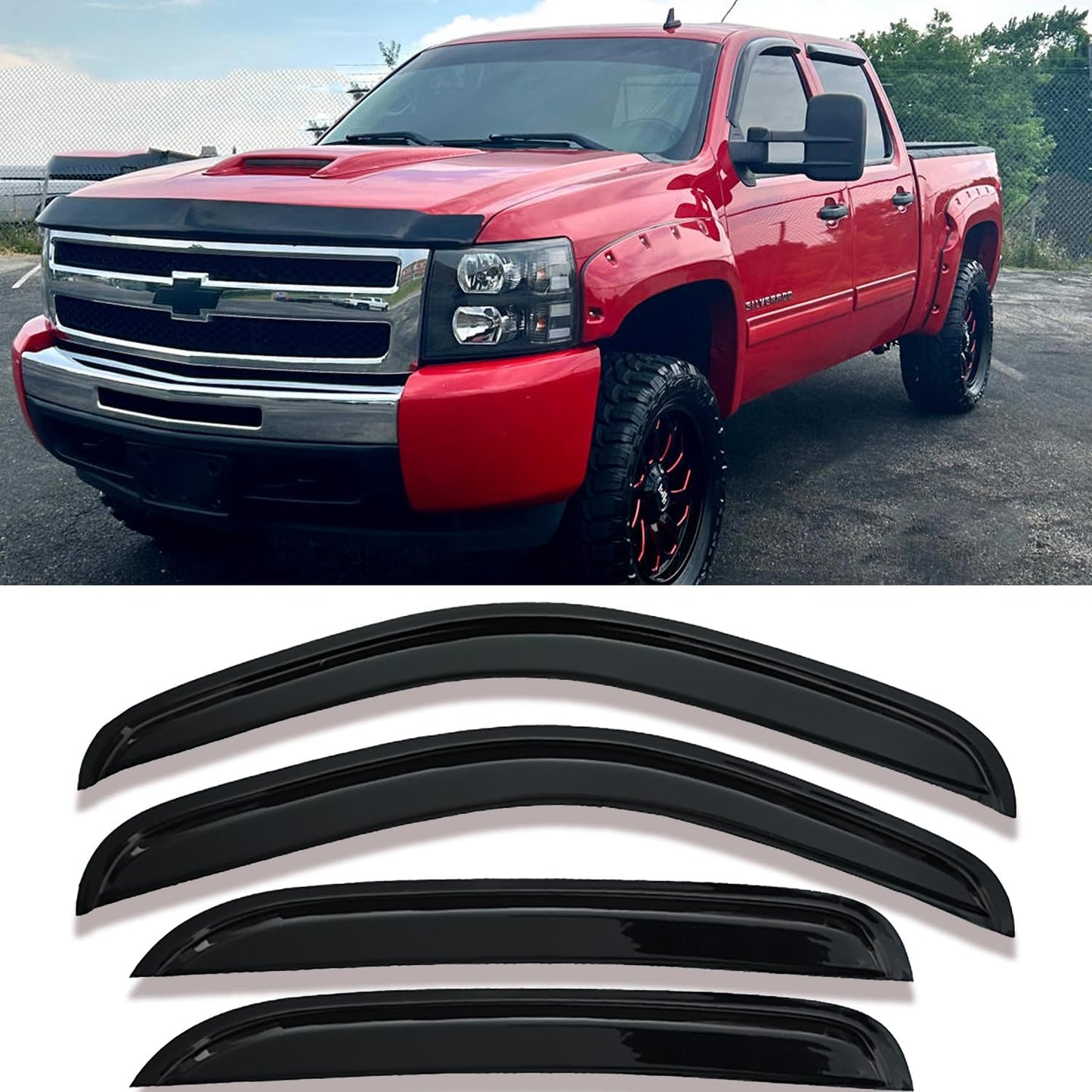 4-pcs Sun Rain Snow Vent Guard Shade Window Visors for Chevy