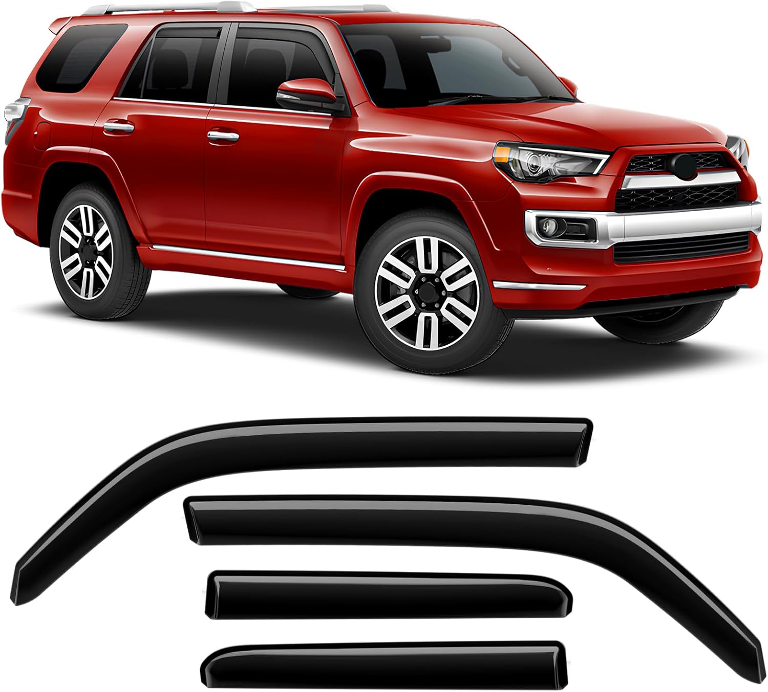 In-Channel Rain Guards for Toyota 4Runner 2010-2024, Black 4 PCS