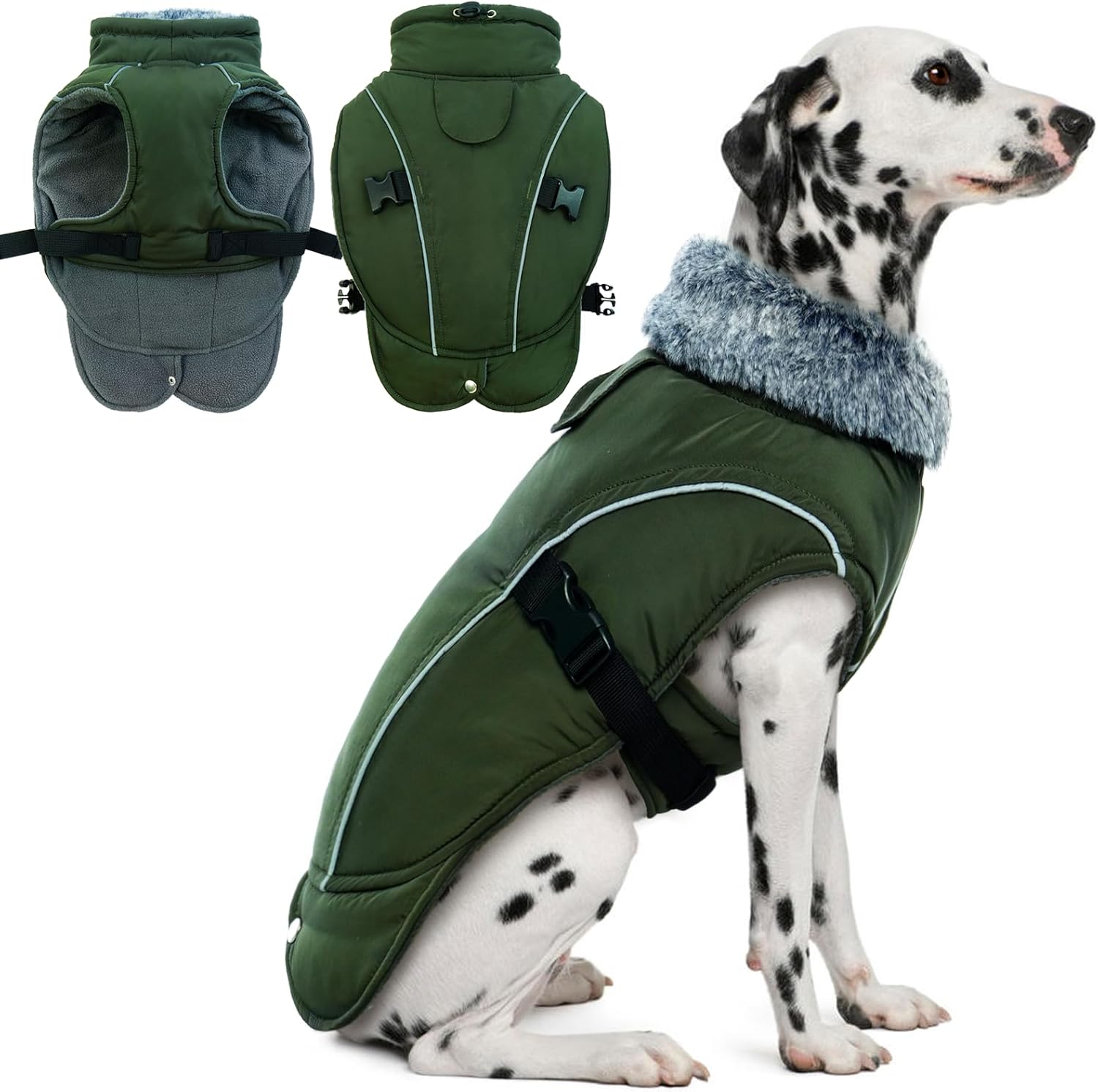 DENTRUN Large Dog Winter Coat - Windproof Reflective Warm Coat