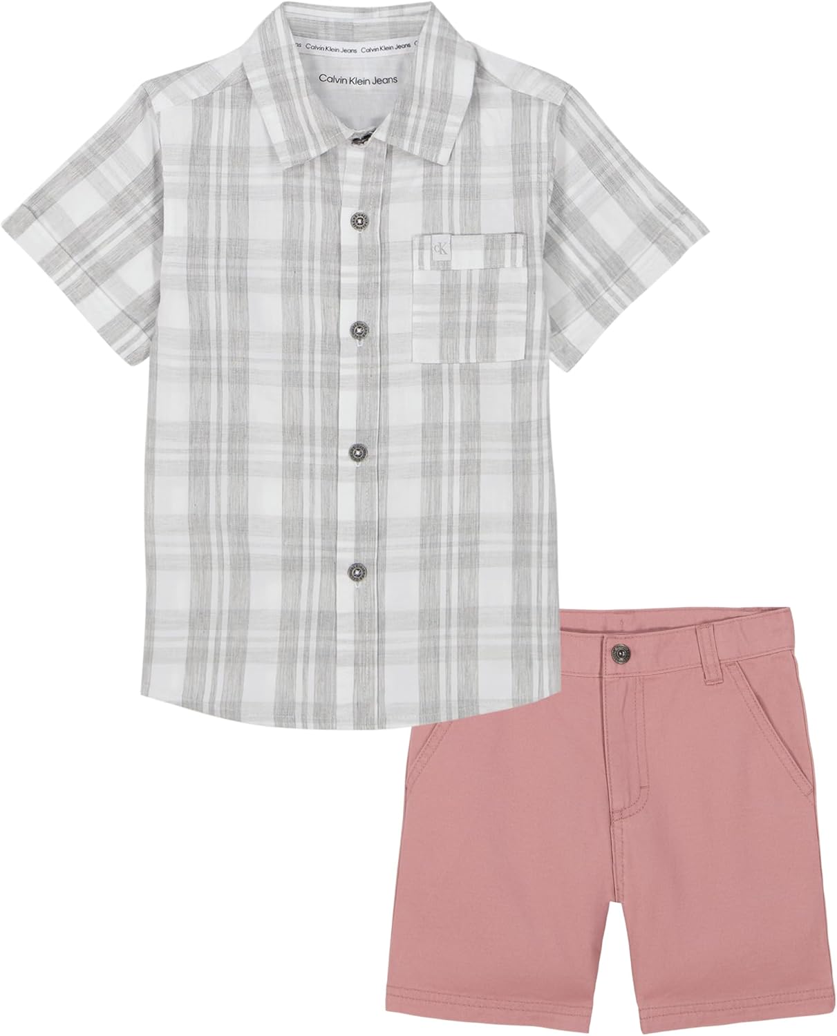 Calvin Klein Boys 2pc Shirt Short Set for Stylish Comfort