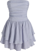 Tube Ruched Ruffle Mini Dress for Women - Stretchy Summer Cocktail