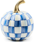 Mini Pumpkin Resin Halloween Home Decor - Blue-and-White Royal Check