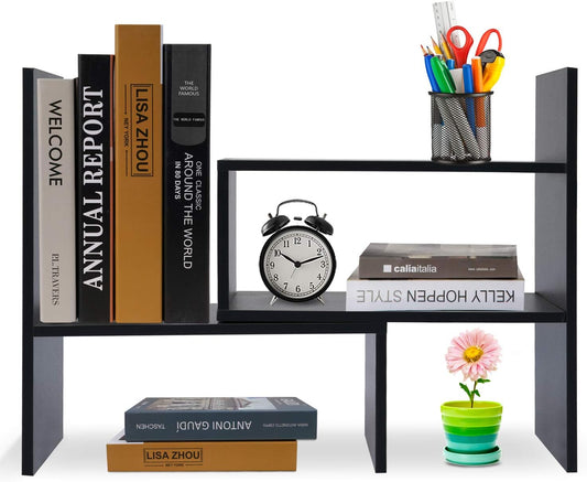 Hossejoy Black Desk Shelf: Adjustable Organizer