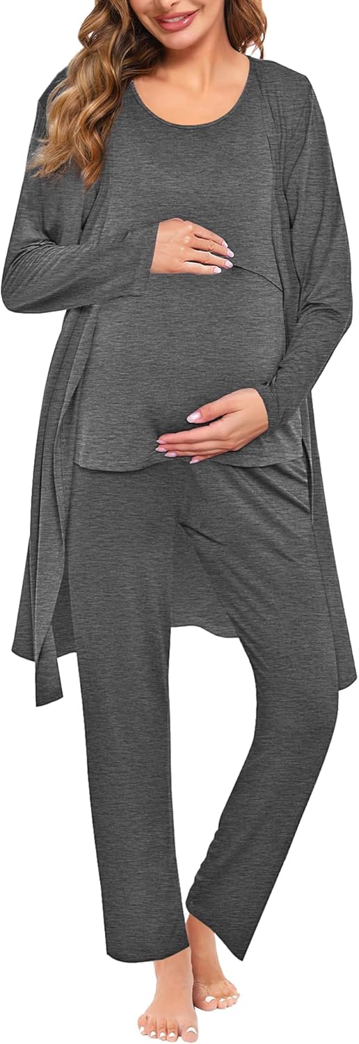 SWOMOG Maternity Nursing Robe Set for Comfortable Breastfeeding