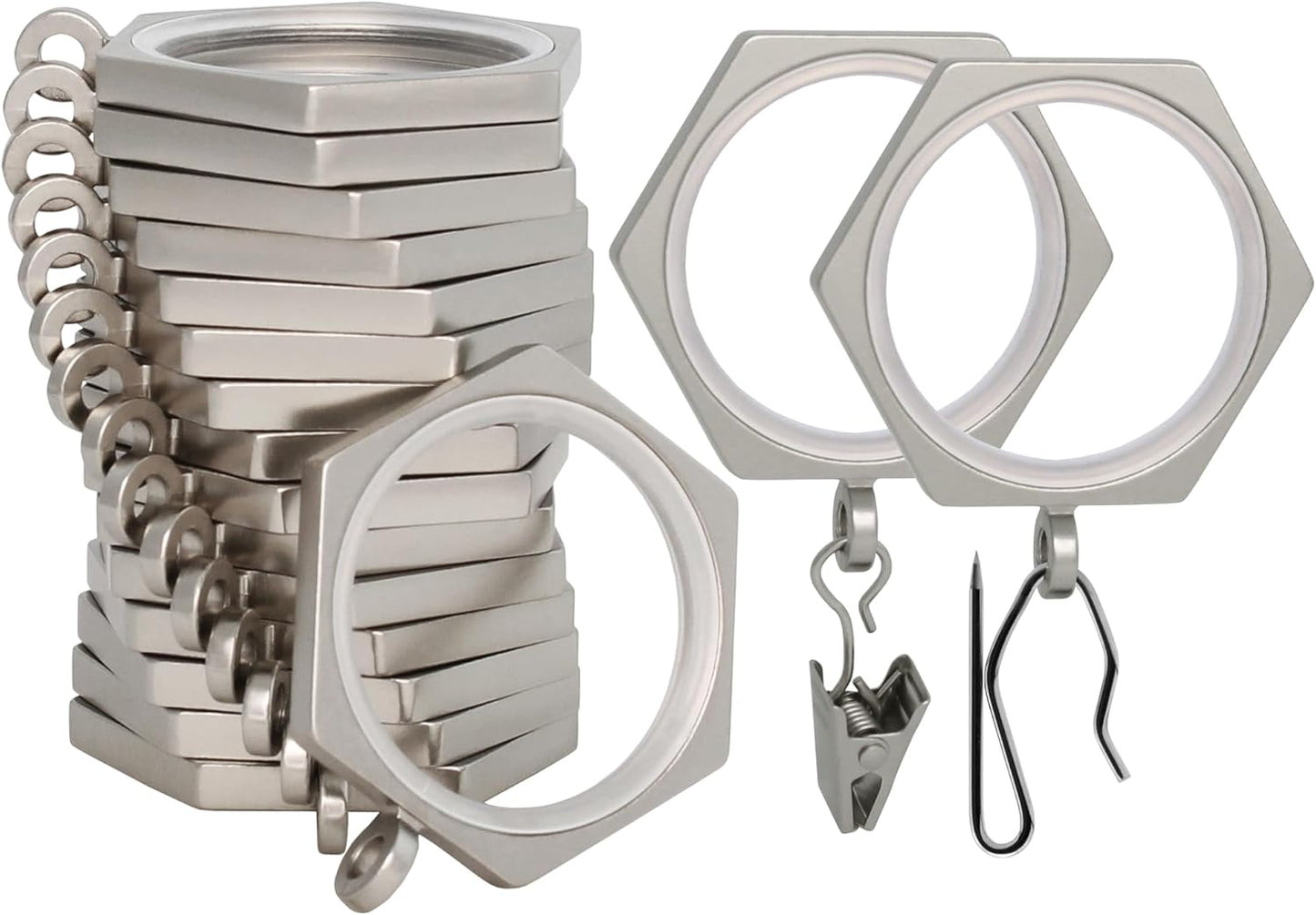 BlastHome Luxury Curtain Rings - Premium Metal with Smooth Inserts