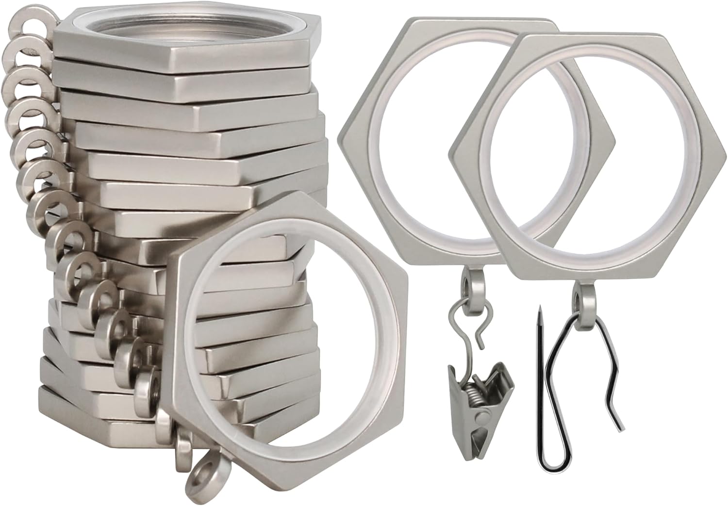 BlastHome Luxury Curtain Rings - Premium Metal with Smooth Inserts