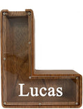 12in Extra Large Wooden Letter Piggy Bank (L) - Custom Name Engraved