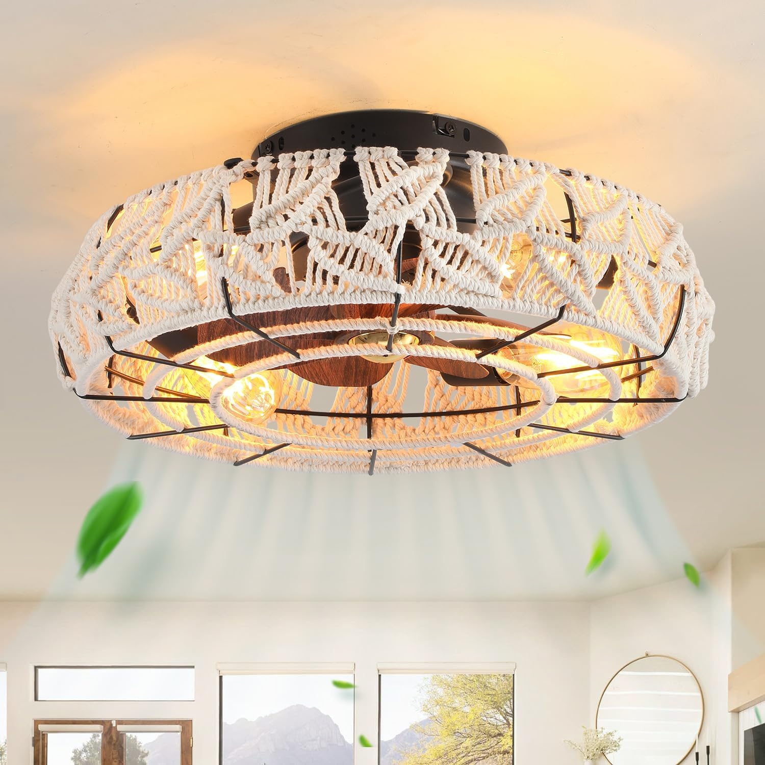 Boho Caged Ceiling Fans with Lights and Remote for Any Space