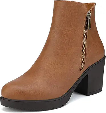 DREAM PAIRS Women's Low Heel Chunky Ankle Boots for Winter