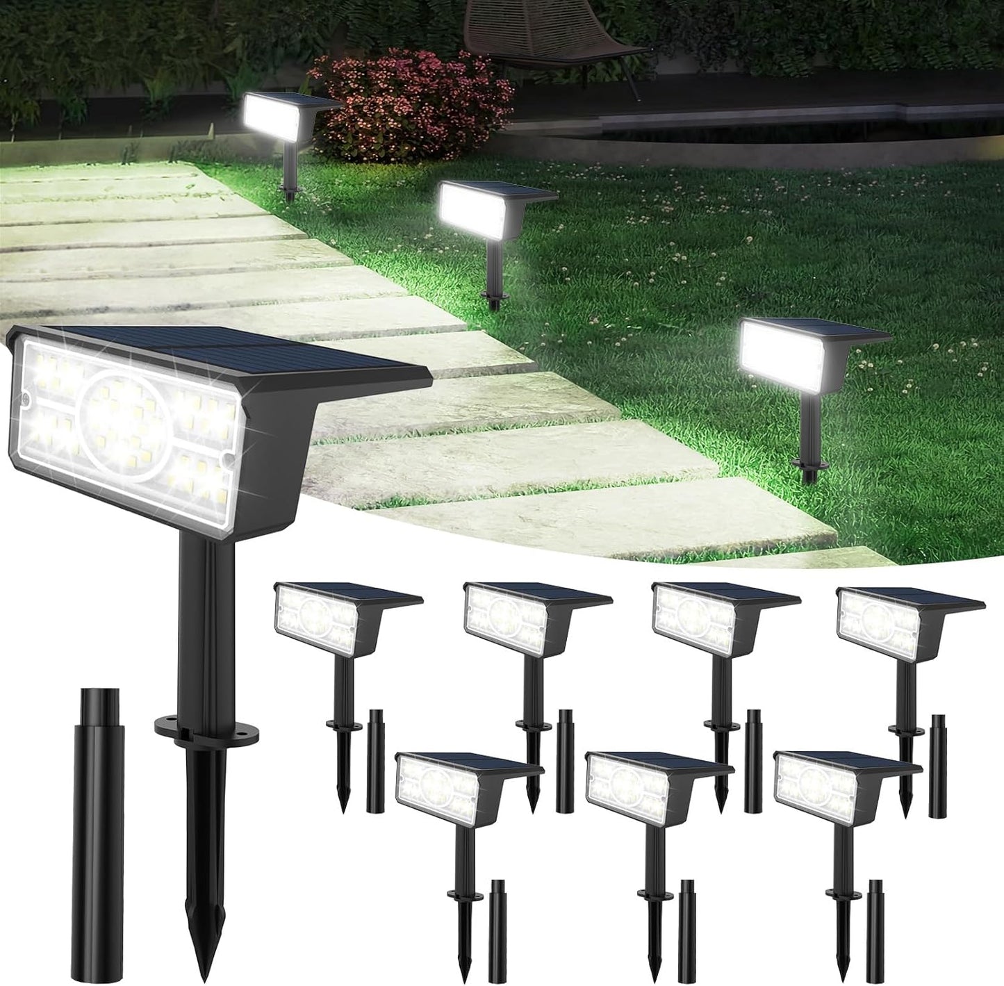 T-SUN Solar Spot Lights Outdoor 8 Pack for Garden and Yard