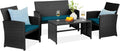 Outdoor Wicker Patio Conversation Set - Modular 4-Piece