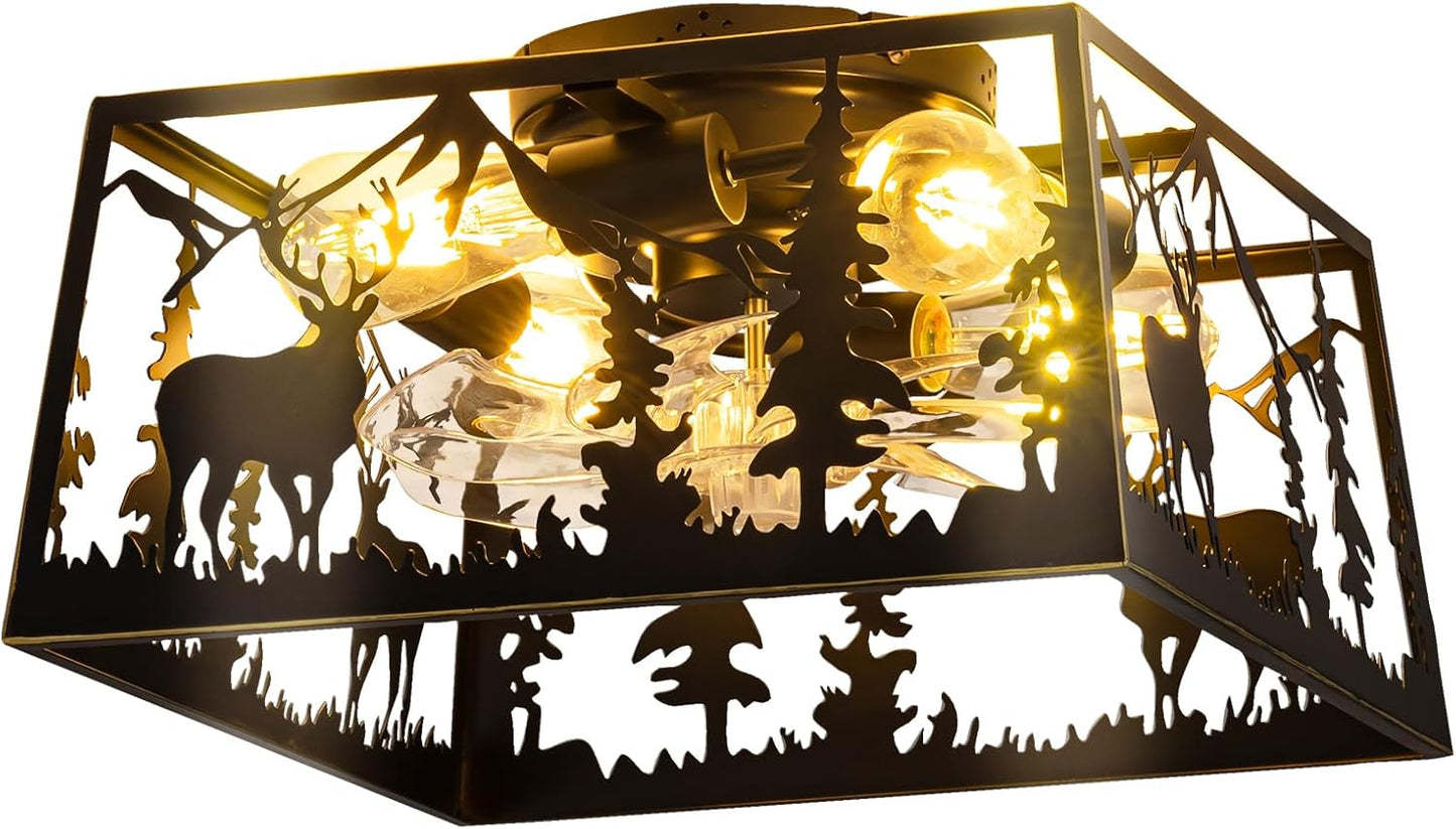 Farmhouse Caged Ceiling Fans with Lights and Remote Control