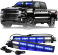 XRIDONSEN Blue Emergency Visor Lights Bar 2x17 in - Interior Strobe