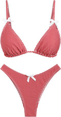 Gingham & Cherry Women's Bikini Set - Tie Back Two-Piece