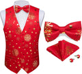 Mens Christmas Suit Vest Waistcoat Bowtie Set - Festive Silk Blend