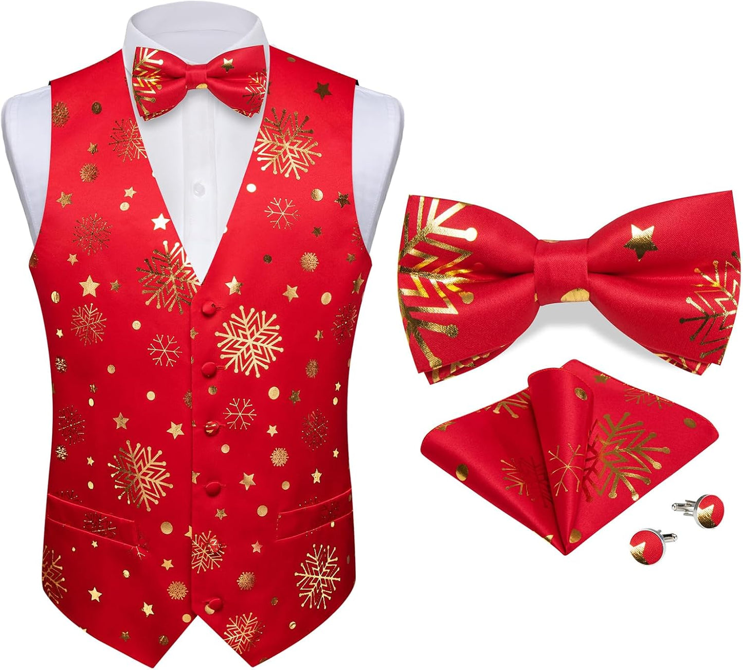 DiBanGu Mens Christmas Suit Vest Set for Stylish Holiday Parties