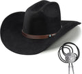 Western Cowboy Hat for Men Women - Shapeable Wide Brim Felt Fedora