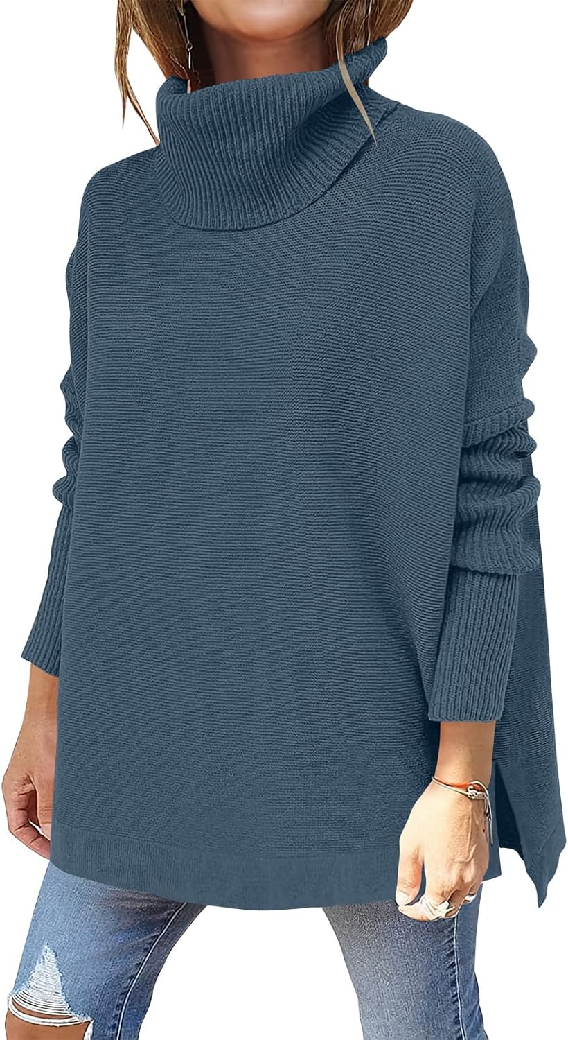 Oversized Turtleneck Batwing Sleeve Sweater for Fall Style