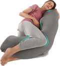 BATTOP Pregnancy Pillow for Side Sleeping - J Shaped Maternity Support
