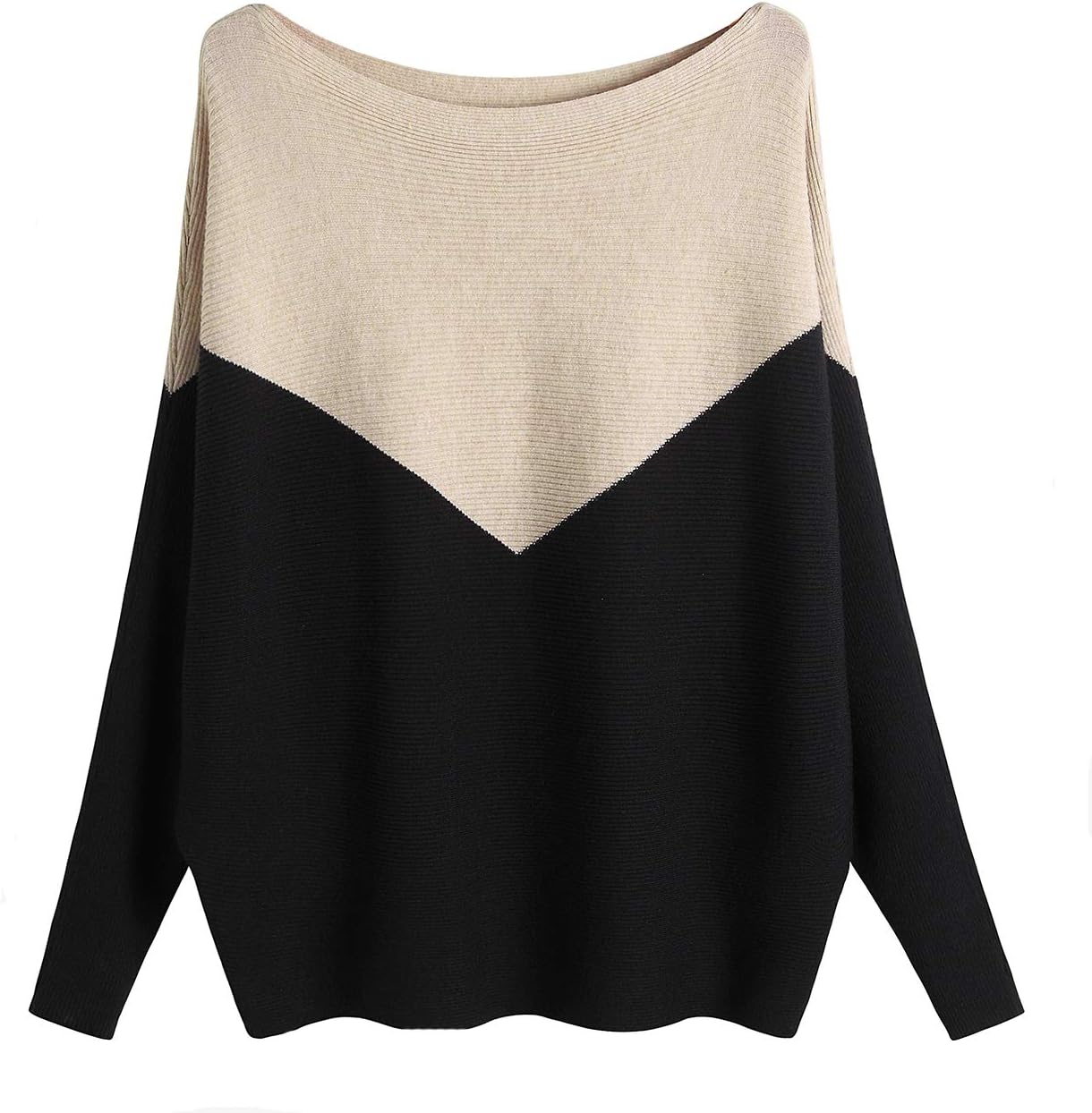 GABERLY Boat Neck Batwing Sleeves Oversized Sweater for Women