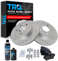 TRQ Rear Performance Brake Pad & Rotor Kit - Semi-Metallic Set