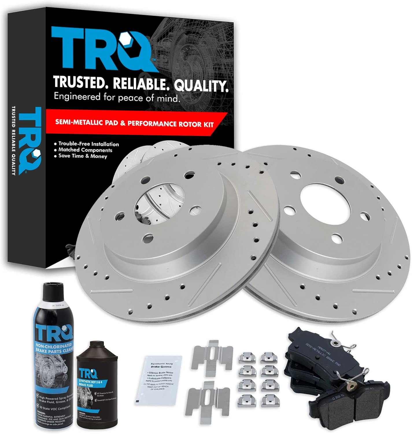 TRQ Rear Performance Brake Pad & Rotor Kit for Ford Mustang