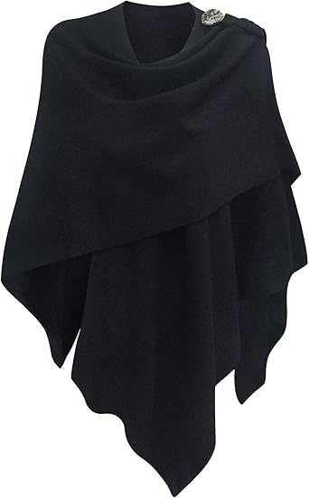 PULI Womens Large Cross Front Poncho Sweater Wrap for Winter